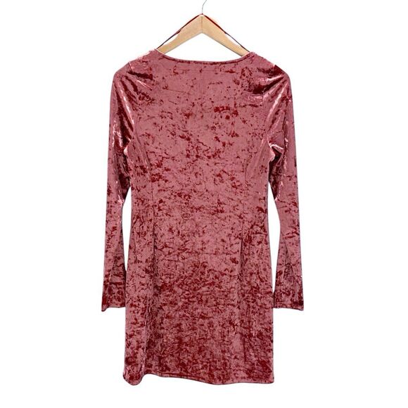 Party/Cocktail Long Sleeve Crushed Velvet Holiday Chic Mini Dress Juniors Large - Picture 5 of 12